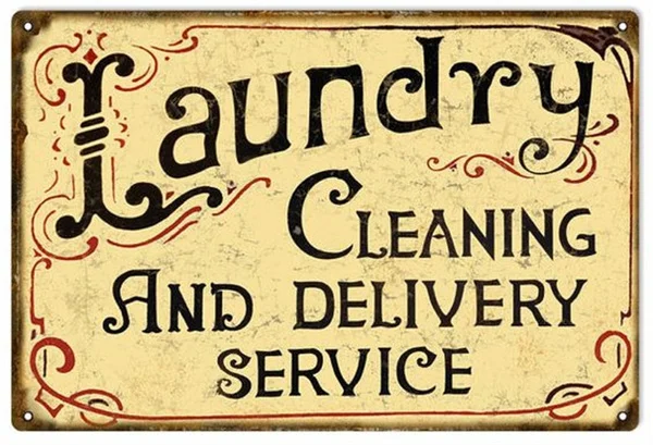 

Vintage Laundry Cleaning and Delivery Service Metal Tin Sign 8x12 Inch Retro Home Kitchen Bathroom Wash Room Wall Decor