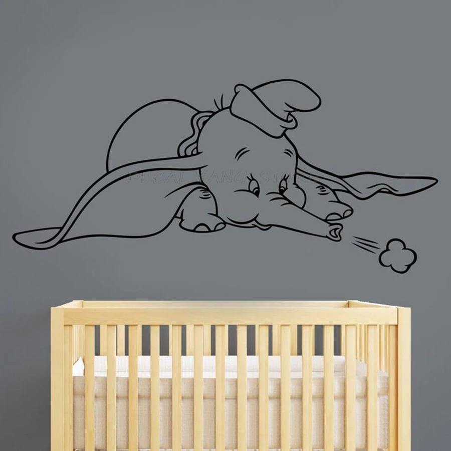 Dumbo виниловая наклейка на стену милые Мультяшные художественные украшения с