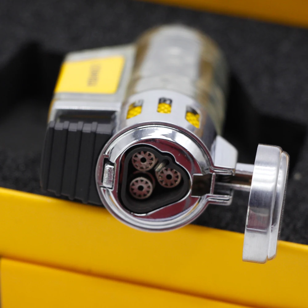 Зажигалка для сигар COHIBA газовые зажигалки 3 фонарь ветрозащитный аксессуар с