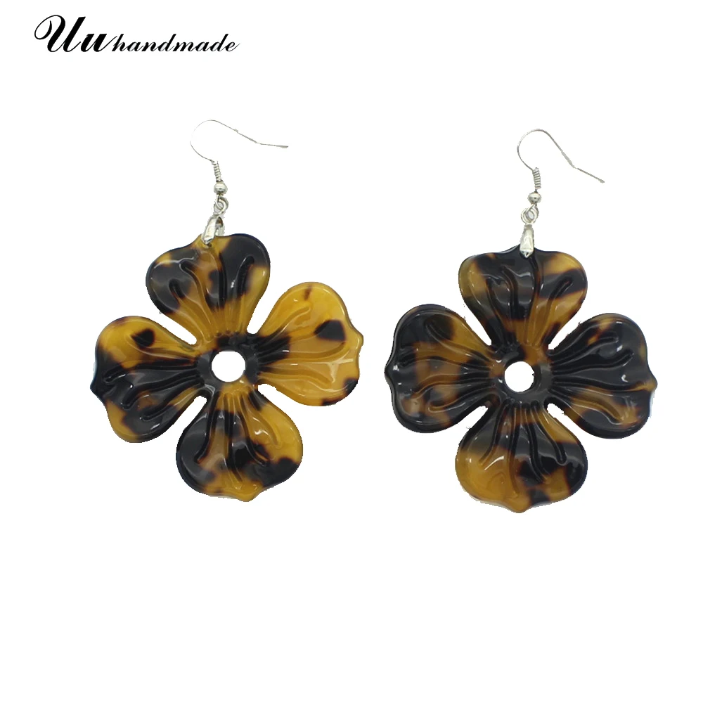 Черепаховая кость волнистые акриловые серьги в виде цветов для женщин Черепаха
