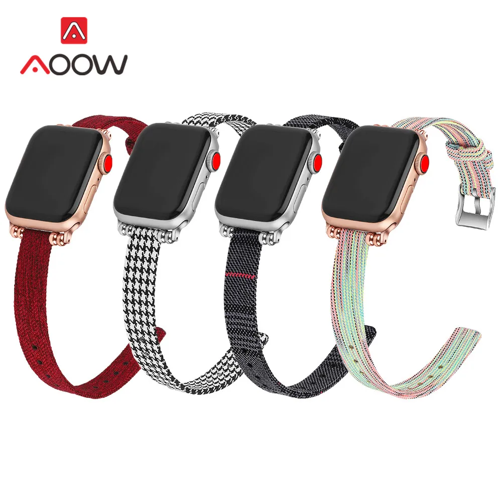 Тонкий нейлоновый ремешок для часов Apple Watch 4 38 мм 42 40 44 блестящие бусины женский