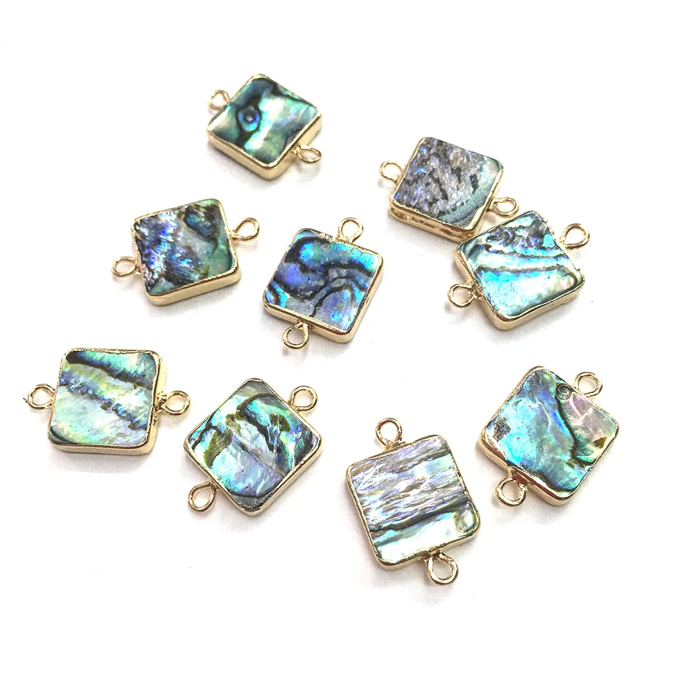 

Natural Abalone Shell Connector Double Hole Pendants Charms For Jewelry Making Necklace DIY Bracelet Creative Gifts For Women