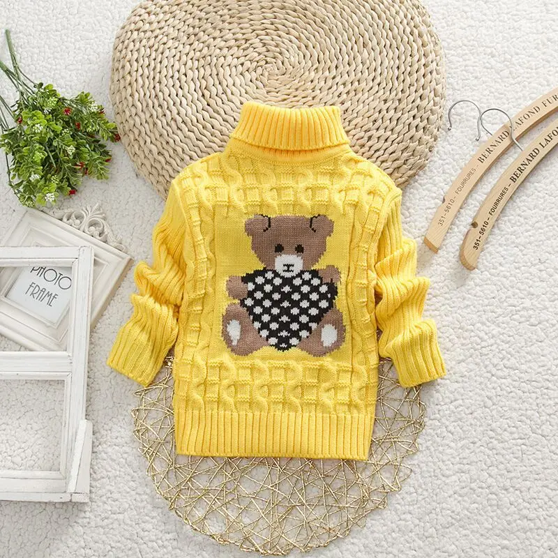 Осенне-зимние вязаные пуловеры водолазка теплый свитер одежда для маленьких