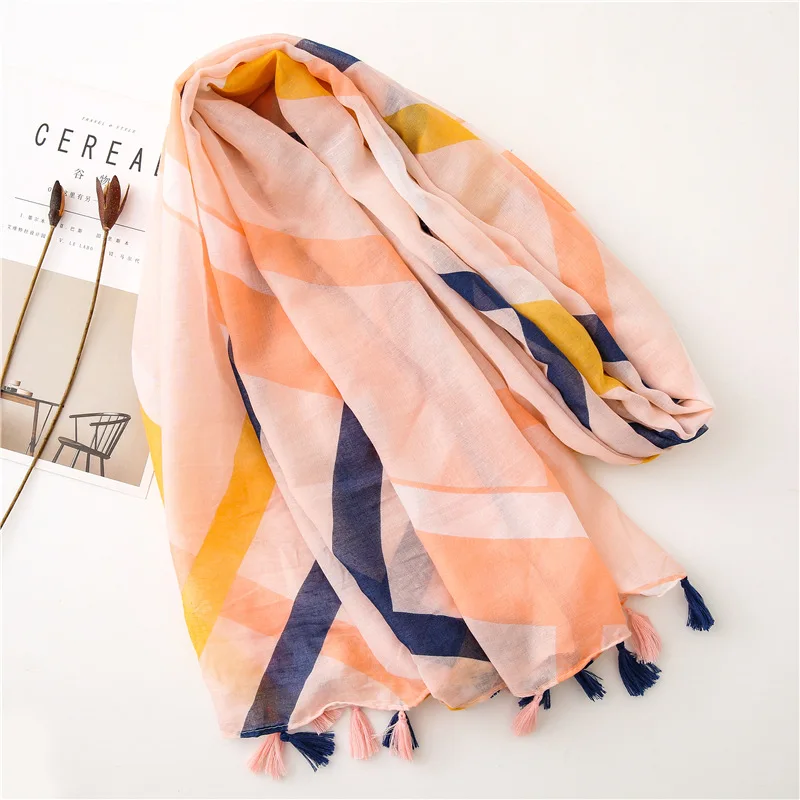 Женская Цветочная вискозная шаль с принтом винтажный оверсайз повязка на голову