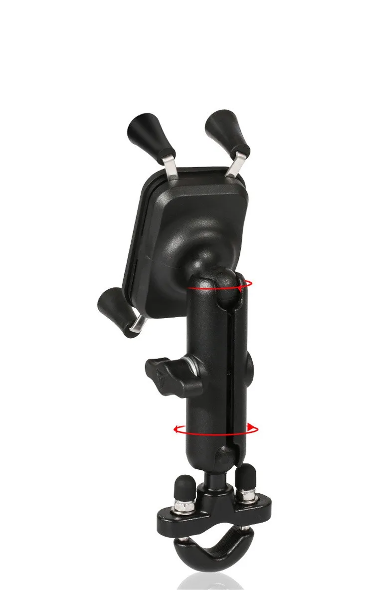 Only bracket kit Держатель для мобильного телефона мотоцикла с usb-зарядным устройством вращение на 360 градусов для Moto 3,5-6 дюймов скутер gps - Цвет: Only bracket kit