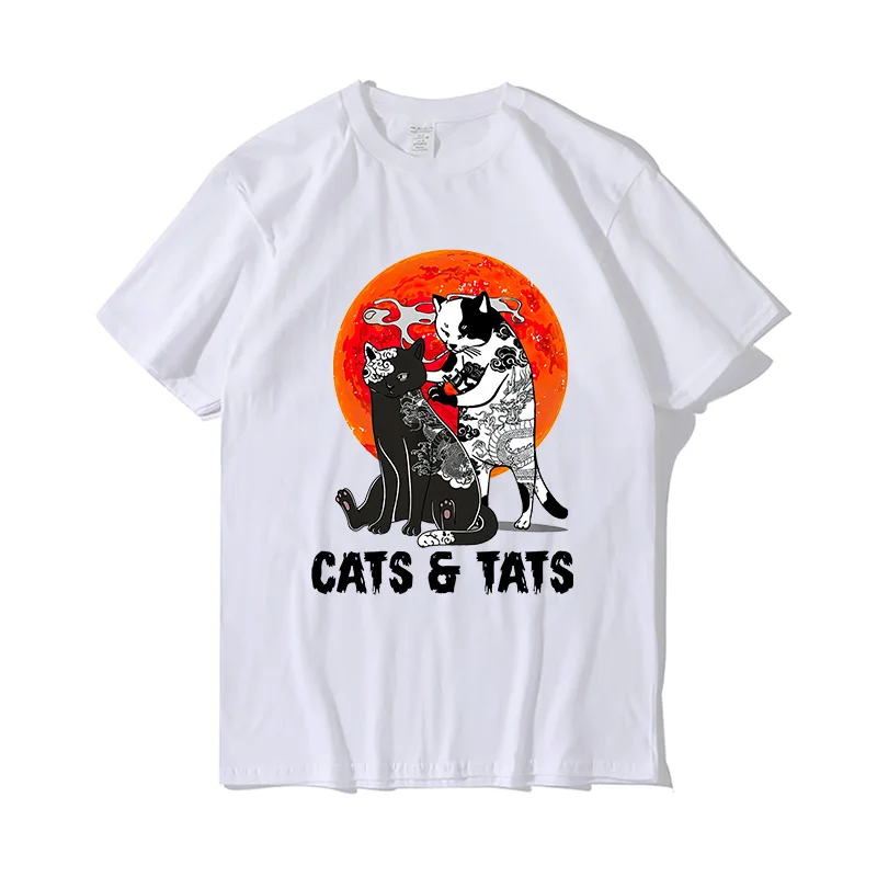 

Oversized T-Shirt Men's Short-Sleeved Funny Shirt Smoking Cat Tattoo Artist Beautifully Printed Gift