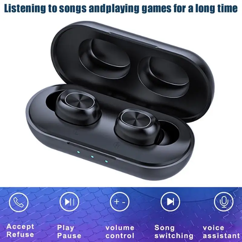

1 Pair Bluetooth 5.0 Wireless Earbuds Touch Control In-ear Headphones with 300mAh Charging Case TWS Stereo Earphones