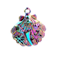 10pcs shell starfish alloy charms pendant accessories rainbow for jewelry making earring necklace diy metal bulk wholesale