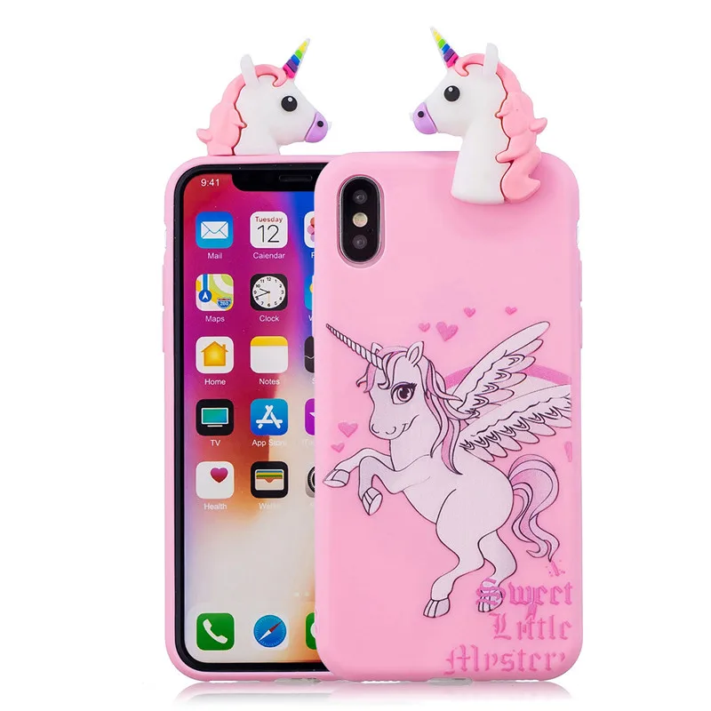H 3D мягкий силиконовый чехол из ТПУ для iPhone 7 8 Plus Милый Панда Сова чехол с единорогом для iPhone 11 Pro X XS Max XR 6 6S 7 8 Plus 5S SE - Цвет: H