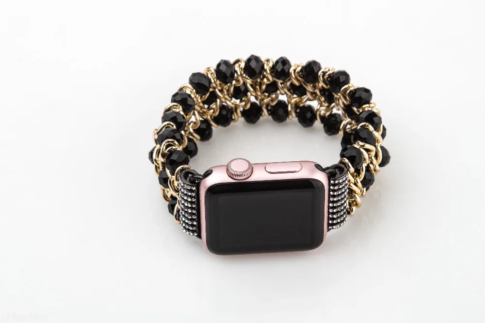 Для Apple Watch, версии 5 40 мм 44 ручной работы с экстрактом граната Форма агатовыми бусами Эластичная лента Часы-браслет для наручных часов iwatch серии 4/3/2 38 мм 42 мм