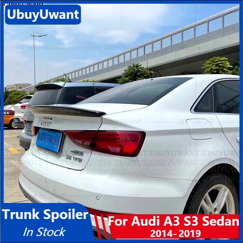 

Задний спойлер для багажника UBUYUWANT для Audi A3 S3 седан 2014-2019, фотоэлемент из углеродного волокна для автомобиля