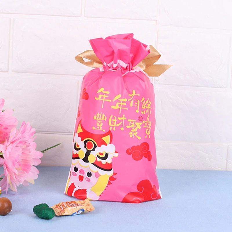 

50pcs/200pcs Multiple Types Chinese New Year Of The Ox Candy Bundles Nougat Snowflakes Biscuit Packaging Bag Party Hand Gift Bag