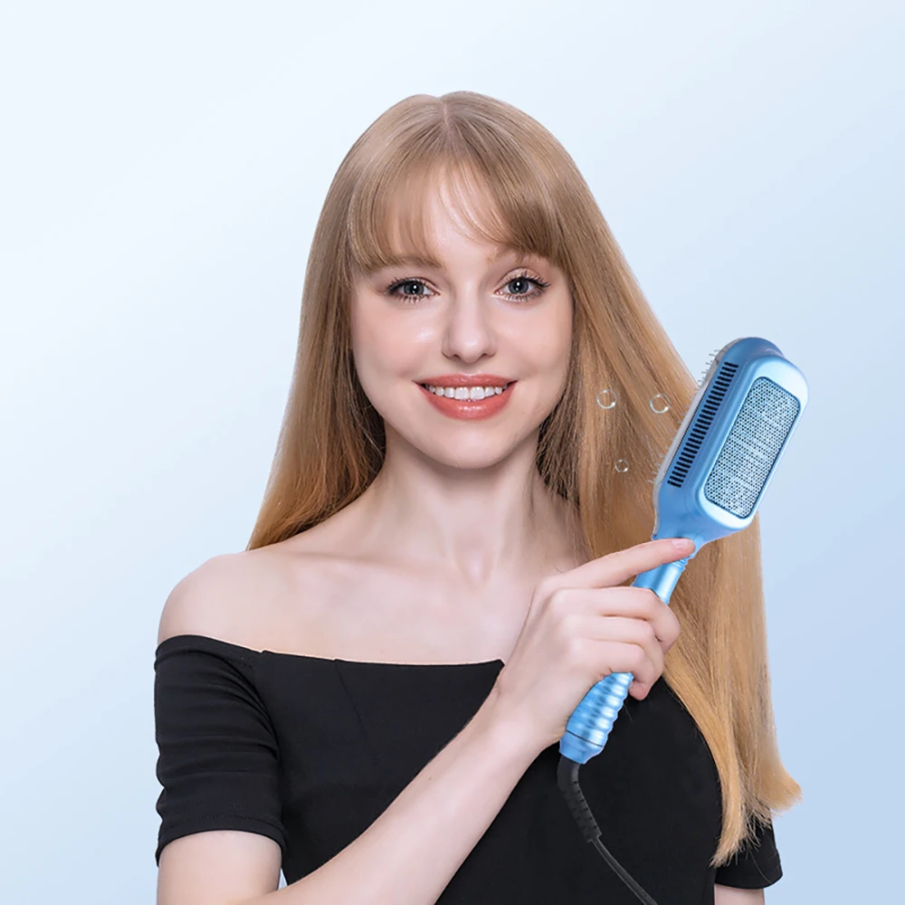 Electric Cold Ice Comb Anion Blue Care Cryotherapy Ladies Straight Tousle Comb Blow Dryer Hairdressing 10 Segment Low 2 Degrees