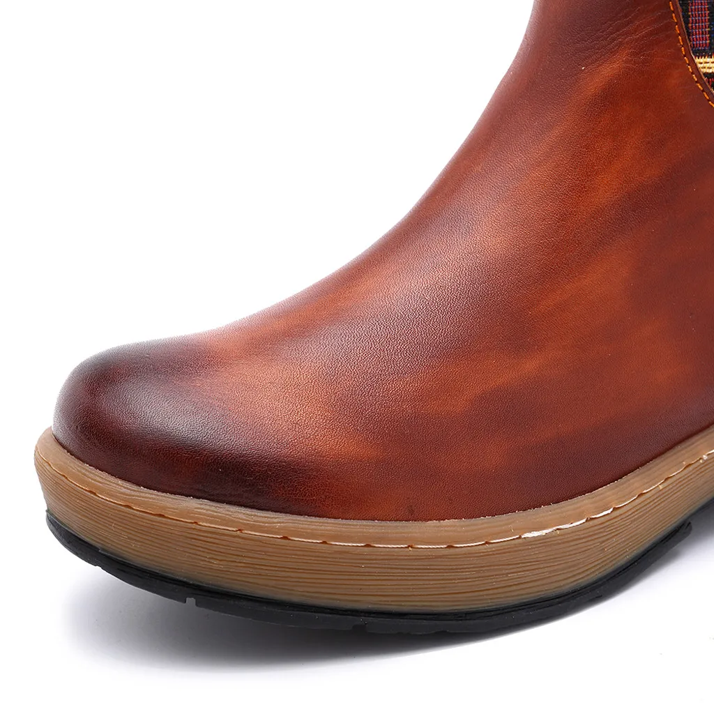 Женские ботинки до середины икры в богемном стиле ретро коллекция 2019 года зимняя