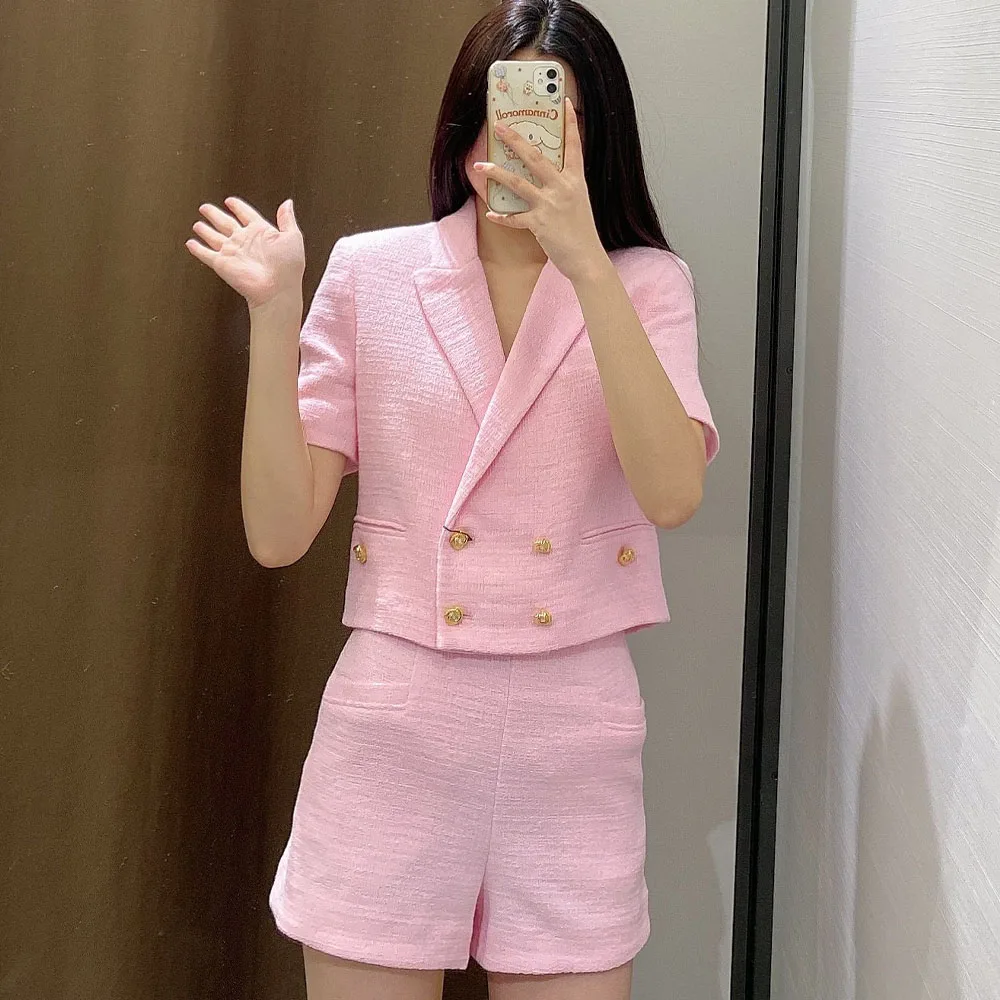 

2021 Spring new Simplicity breasted texture suit short coat women's suit