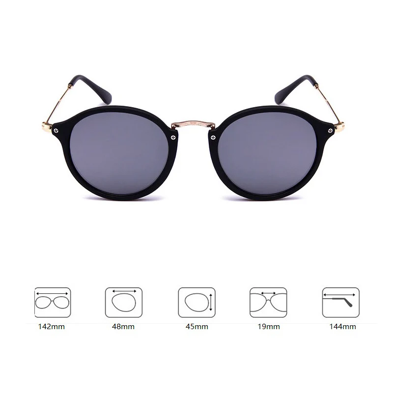 Солнцезащитные очки унисекс круглые зеркальные с отражающей оправой UV400