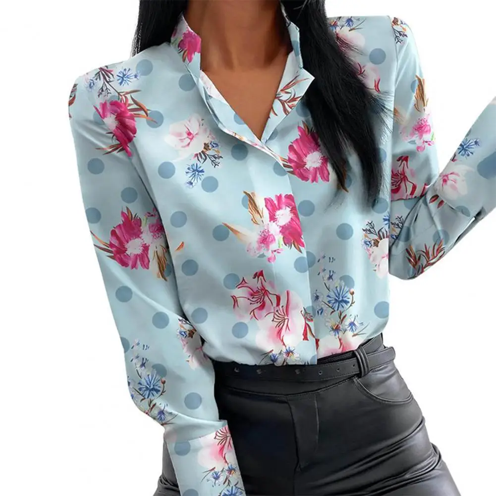 

2021 Summer Floral Print Blouse Women Clothes Stand Collar Long Sleeve Office Lady Shirts Tops Female Casual Plus Size Blouses