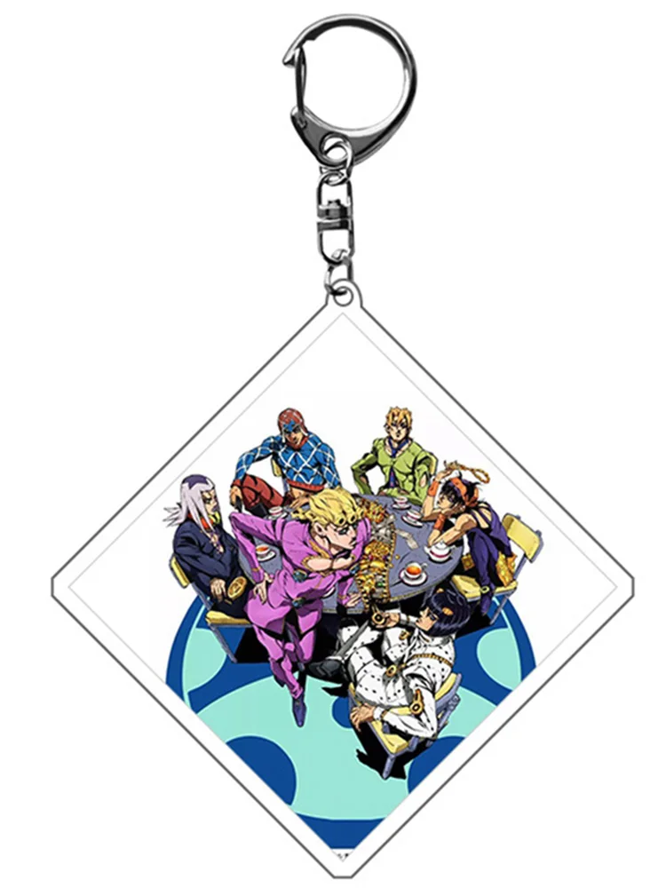 

Anime Jojos Bizarre Adventure Keychain Acrylic Two-sided Figure Kujo Jotaro Yoshikage Keychain Collection Gift