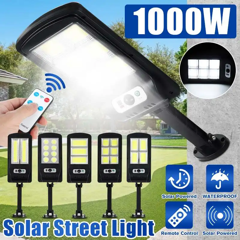 

NEW 1000W 240LED COB Solar Street Lights Outdoor Security Light Wall Lamp Waterproof PIR Motion Sensor Smart Remote Control Lamp