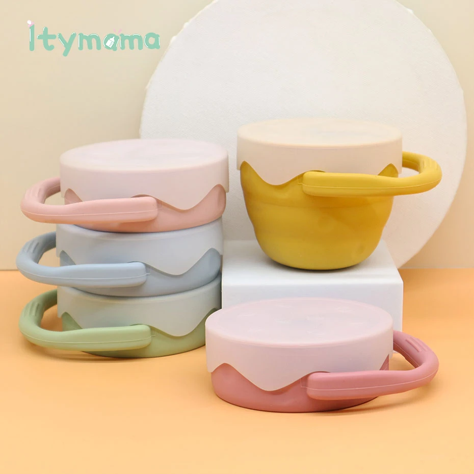 1pc Baby Silicone Snack Cup Toddle Portable Food Storage Box Portable Snacks Container Soft Seal Lid Silicone BPA Free Snack Cup