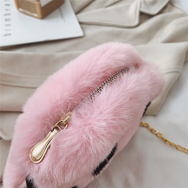 Женская осенне зимняя леопардовая плюшевая сумка со смайликом круглые сумки на