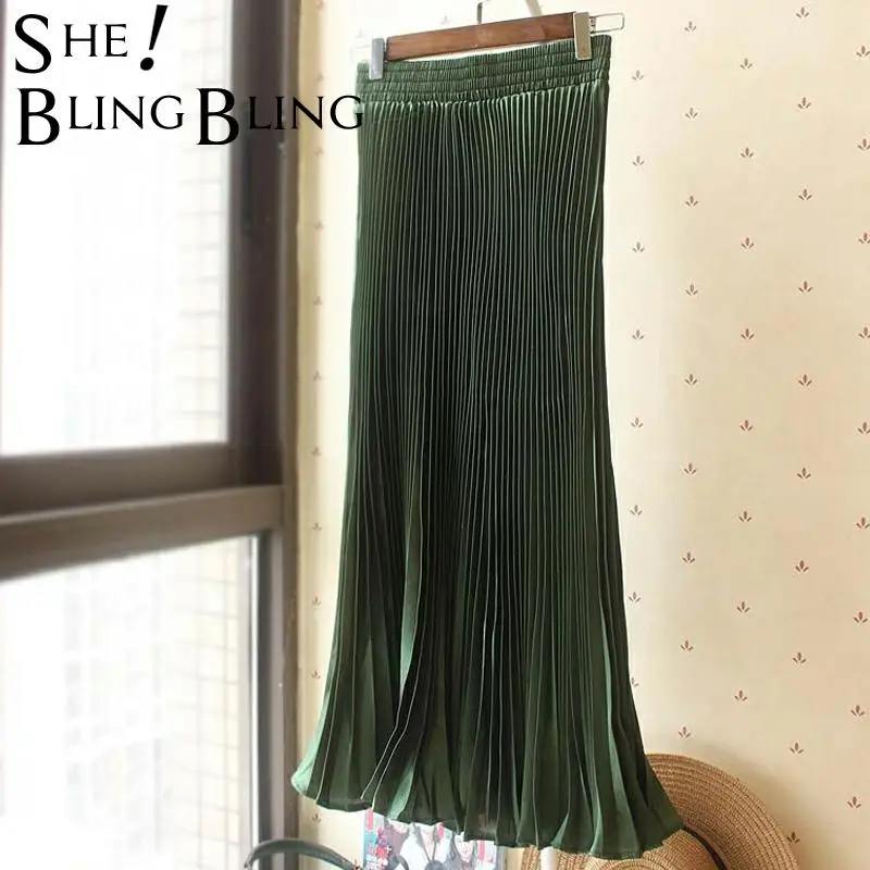 Женская плиссированная юбка макси с оборками на подоле эластичная длинная
