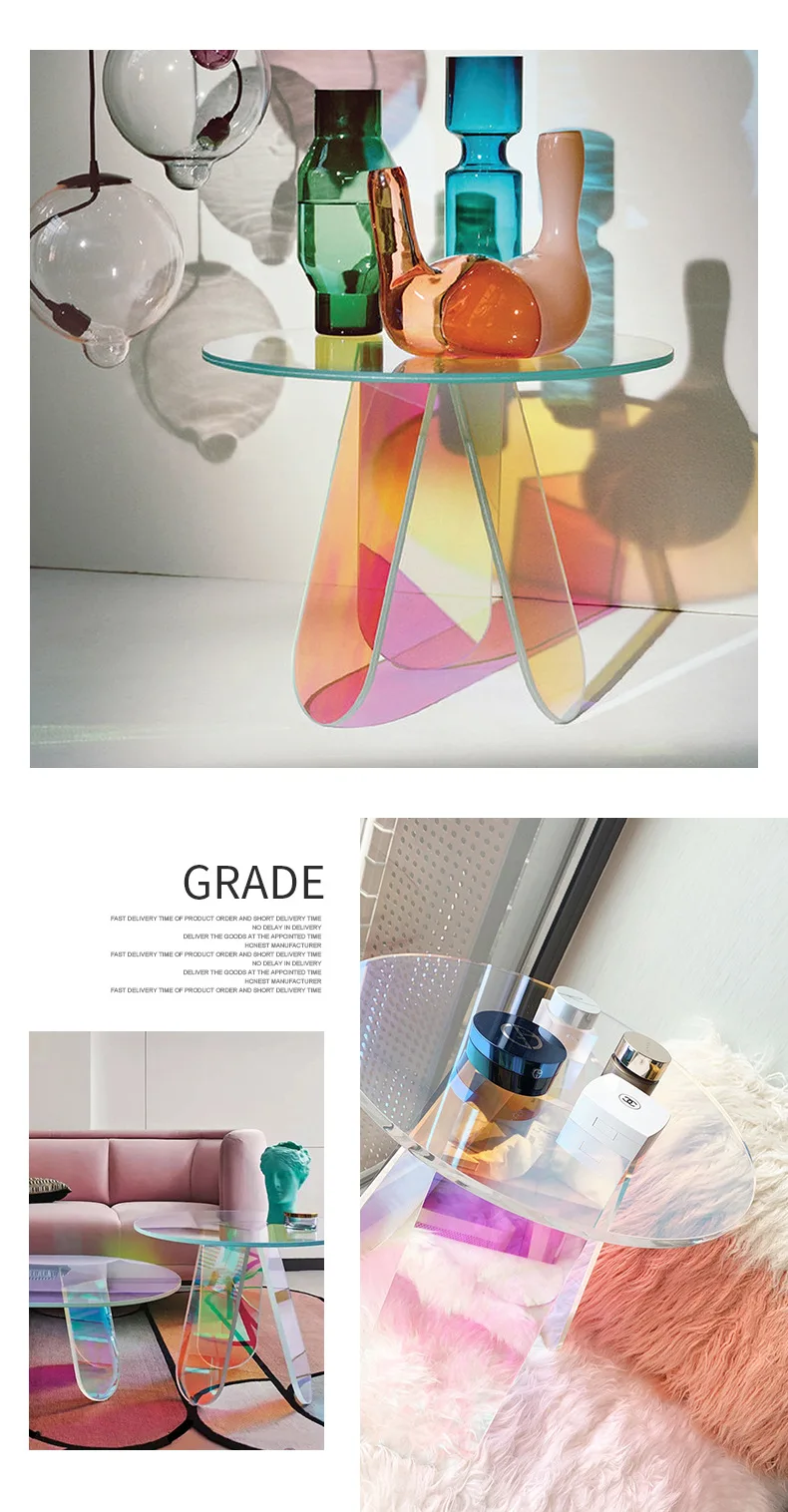 

Modern European And American Style Acrylic Cool Tea Table Building Office Reception Plexiglass Gradual Change Coffee Table