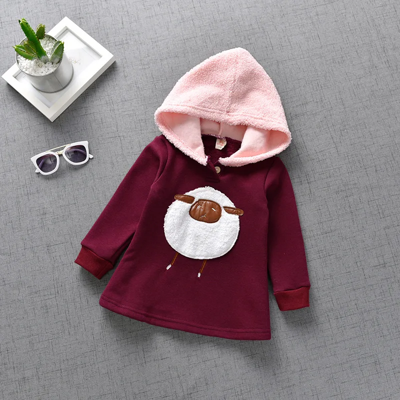 Girls Hoodies Dress 2019 New Autumn Winter Kids Dresses for Thick Warm Cartoon Sheep Children Clothing Toddler Costume | Детская одежда