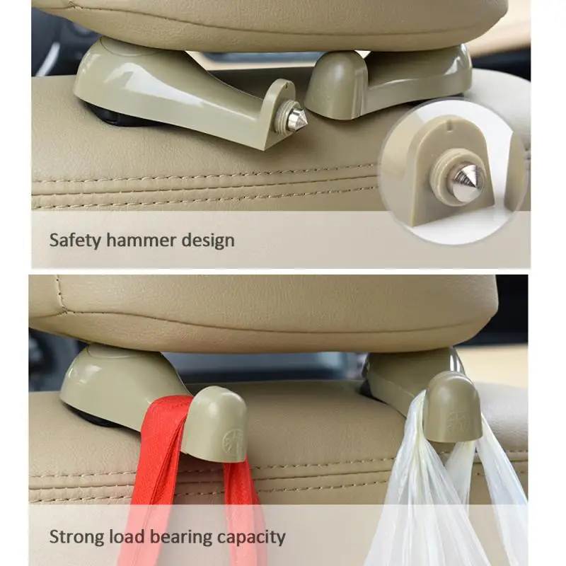 

2 In 1 Car Car Seat Back Hook Universal Portable Car Interior Accessories Car Seat Headrest Window Safety Emergency Hammer