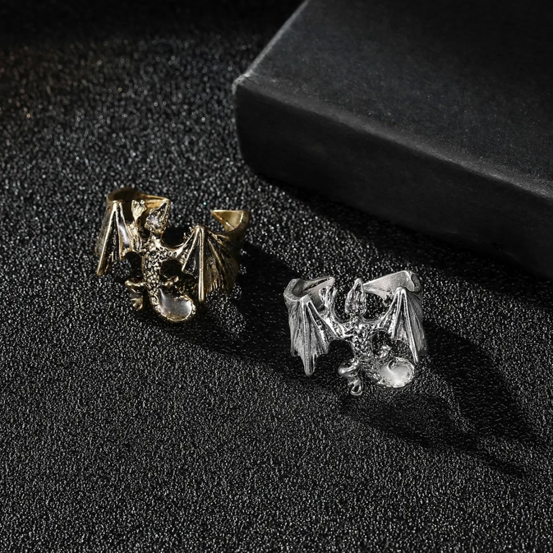 Мужское регулируемое кольцо с драконом винтажное этническое Открытое на