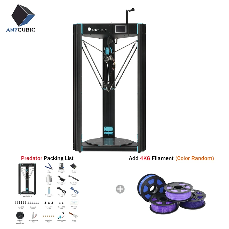 Anycubic 3d принтер Хищник 370 мм* 455 мм большой размер печати FDM полностью металлический 3d принт TFT сенсорный экран 3D Drucker Impresora запчасти
