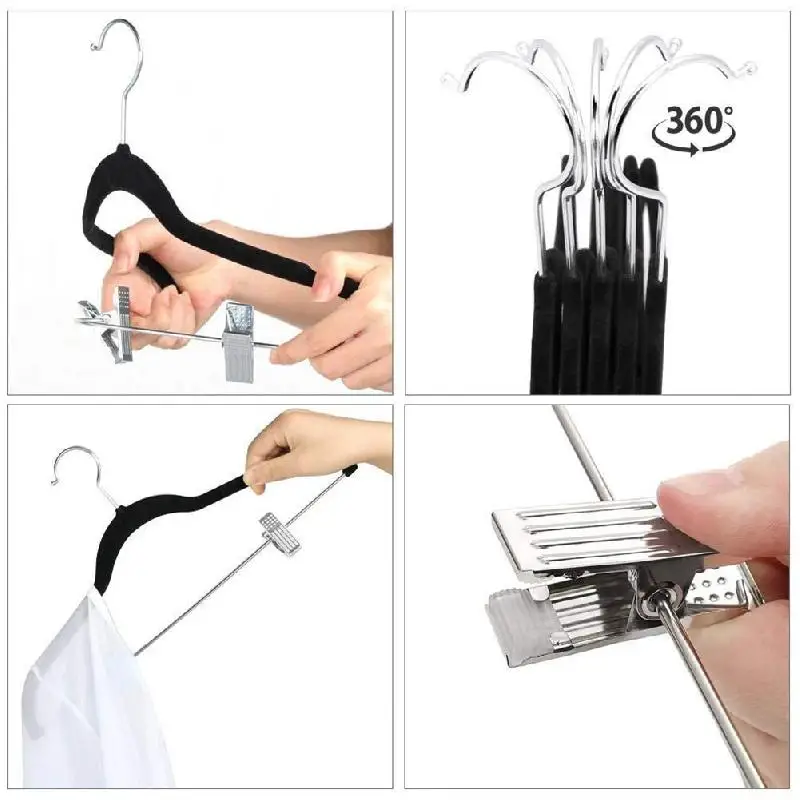 

Adult Pants Rack Flocking Hanger With Clip Customized Non-Slip Clothing Store Rack Drying Rack Plastic Hanger Wholesale