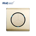 Настенный светильник ель Wallpad, 3 клавиши, 2 направления, выключатель света со светодиодным индикатором, Золотая матовая панель из поликарбоната для дома