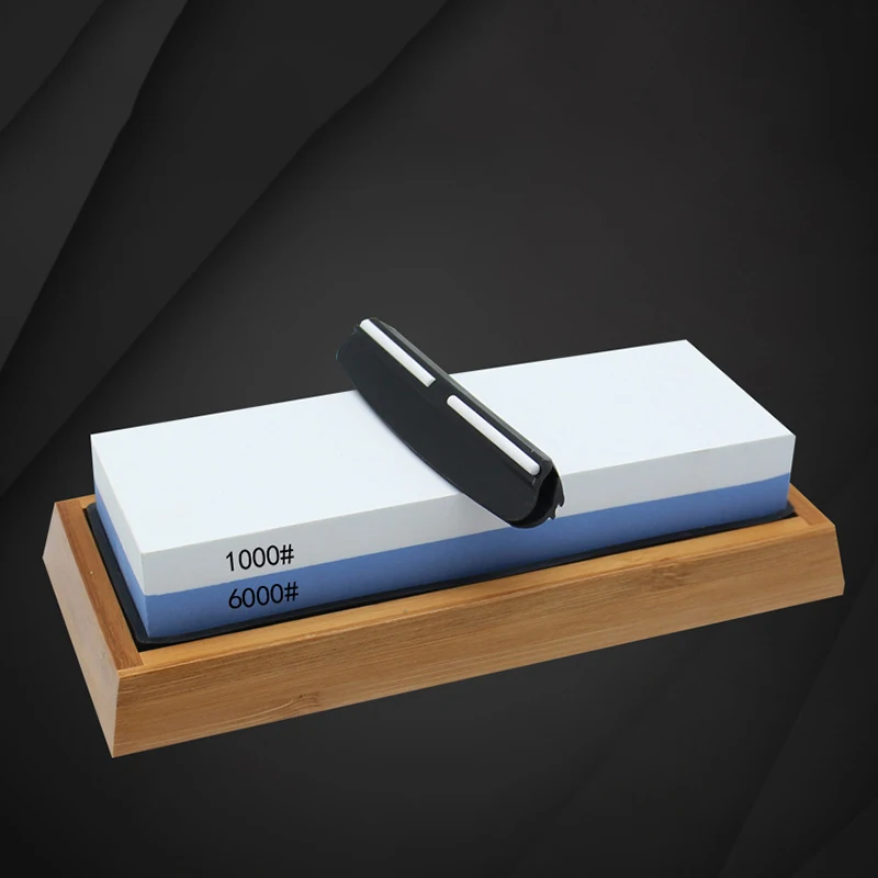 

Double-sided white corundum 1000/6000 Grit Whetstone Sharpening Grinding Stone Knife Sharpener Kitchen Tool with Holder