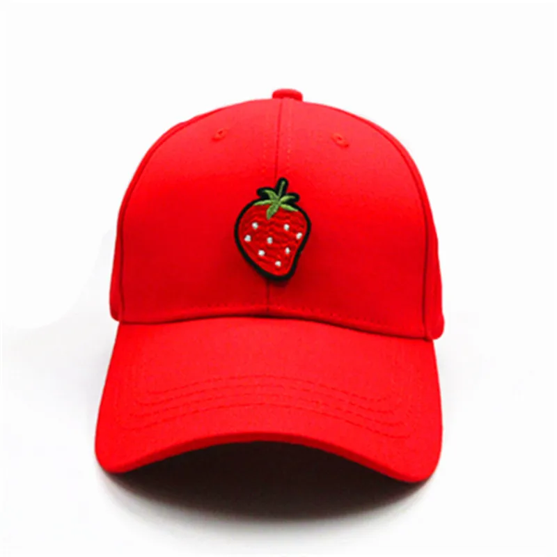 

Strawberry Fruit Embroidery Cotton Baseball Cap Hip-hop Cap Adjustable Snapback Hats for Men and Women 177