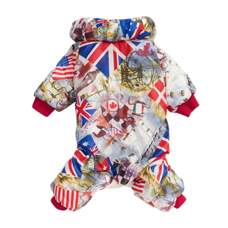 Осенне-зимняя плотная одежда для домашних собак Теплый комбинезон Модная 4 Ногая