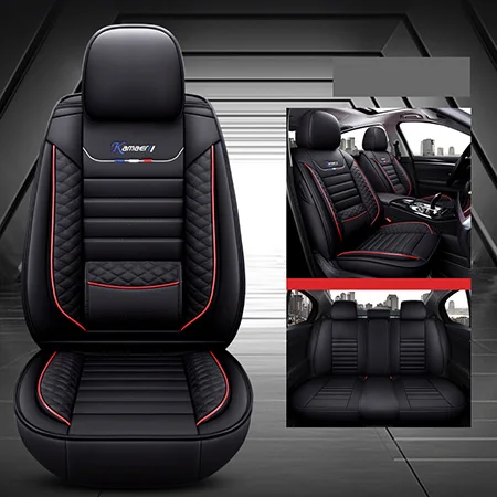 Black no pillow Кожаные чехлы для автомобильных сидений 5 мест для Toyota Corolla Verso 2006 cruiser 200 estima fj cruiser fortuner hilux lc 200 mark 2 - Название цвета: Black no pillow