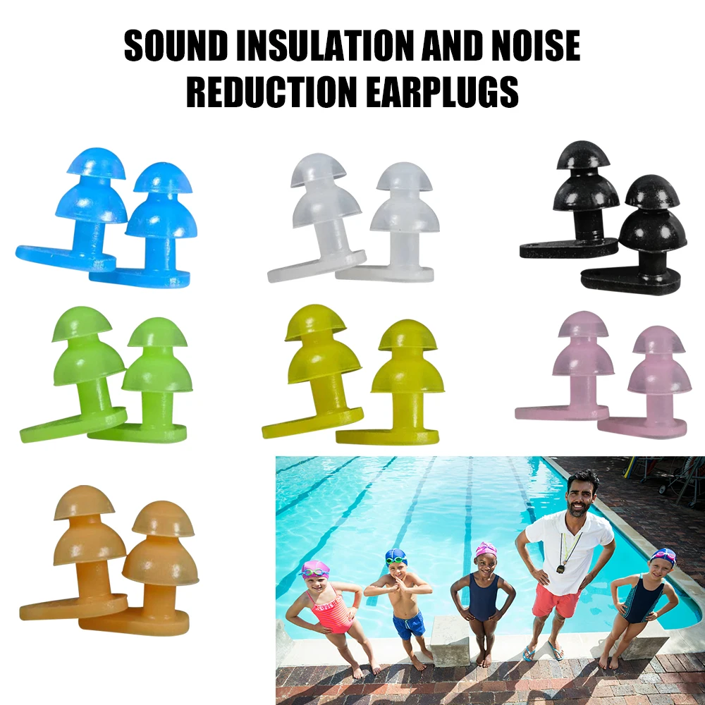 

1 Pair Swimming Earplugs Reusable Waterproof Soft Anti-Noise Noise Cancelling Silicone Swim Earplugs for Kids Children