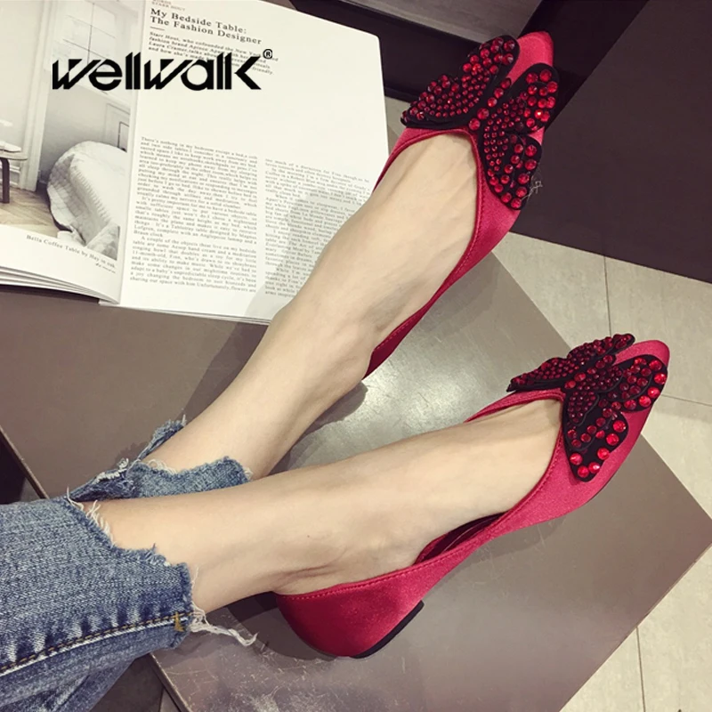 Модельные мокасины Женская обувь на плоской подошве Балетки со стразами и