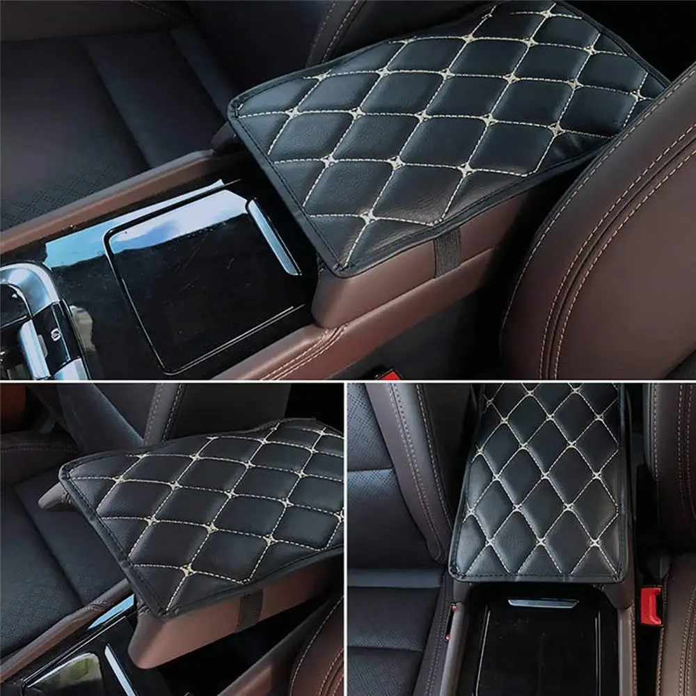 

New Leather Car Armrest Pad Covers Universal Center Console Auto Seat Armrests Box Pads Black Armrest Storage Protection Cushion