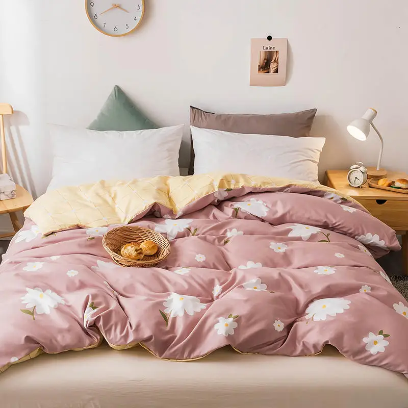 

Yaapeet 1pc Plant Printed Duvet Cover Soft Cartoon Quilt Cover Warm Floral Pattern Bed Protection Solstice Plaid Duvet Cover