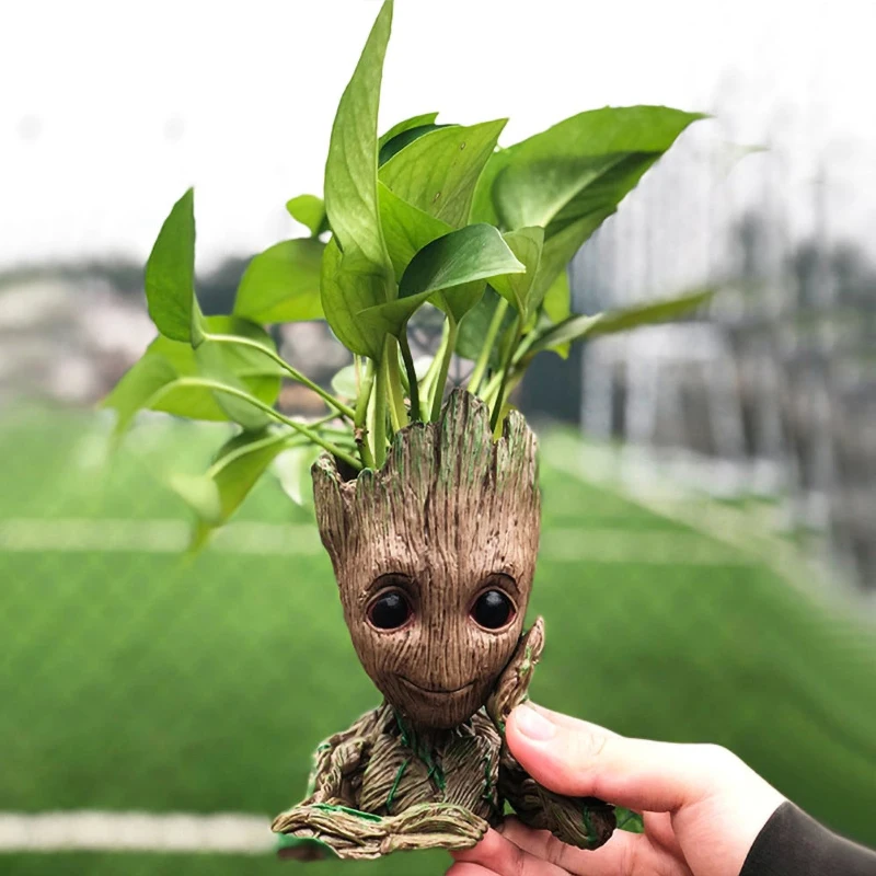 Мини цветочный горшок Groot милая игрушка искусственные горшечные цветы из смолы