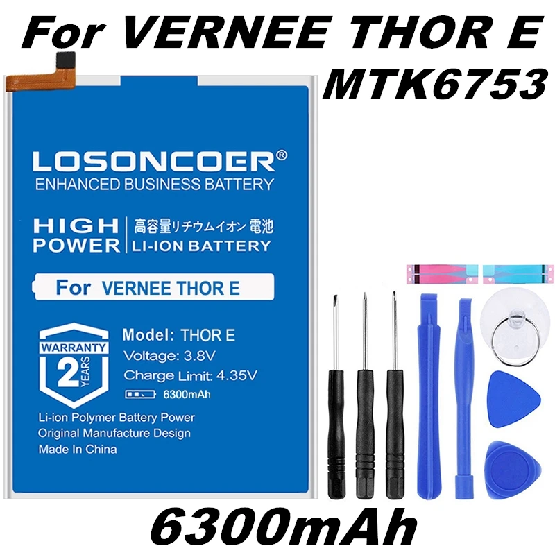 LOSONCOER Тор е 6300 мАч хорошее качество батареи телефона для Vernee Тор е MTK6753 замена батареи