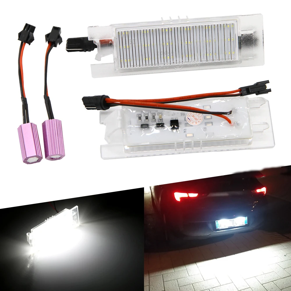 

2Pcs No Error Car LED Number License Plate Lights Bulb 12V 6000K For Opel Zafira B Astra H J Corsa D C Insignia Meriva A Tigra B