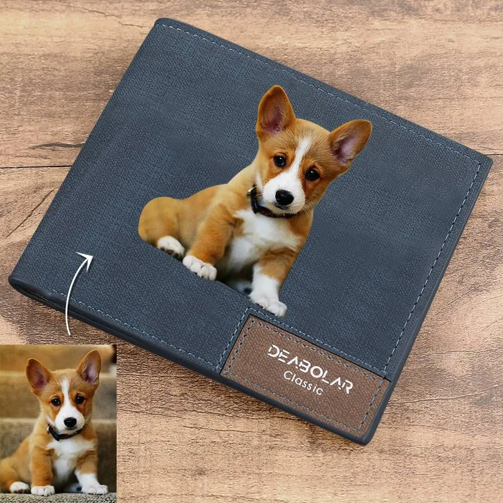 

Short for Men Women Personalized Photo/Text Wallet for Men, Customize Short Bifold Wallets, Father's Day Gifts Anniversary 2021