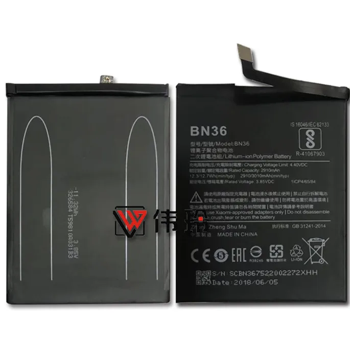 Сменная батарея для телефона BN36 2910/3010mAh встроенная батарея для Xiaomi mi 6X A2 mi 6X mi A2+ Бесплатные инструменты