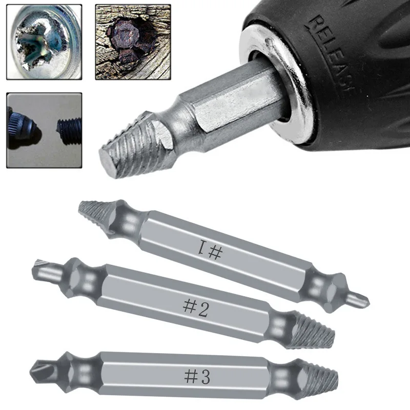 

5pcs/set Material Damaged Screw Extractor Drill Bits Guide Set Broken Speed Out Easy out Bolt Stud Stripped Screw Remover Tool