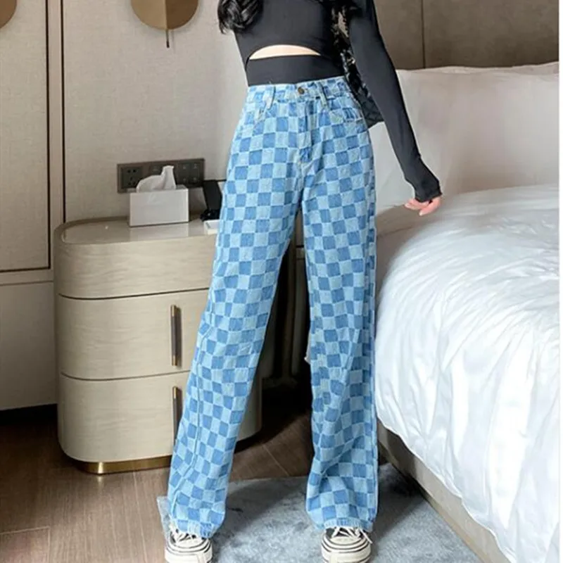 

Woman Jeans High Waist Clothes Wide Leg Denim Clothing Blue Streetwear Vintage Quality Harajuku Straight Pants