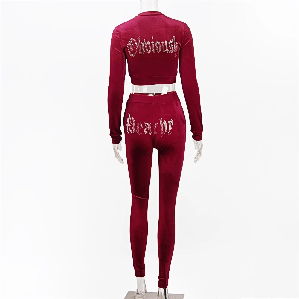 

Velvet Tracksuit Juicy 2 Piece Set Women Velvet Crop Jacket Tracksuit Joggers pink Two Piece Set Loose Sweatpants Jogging Suits