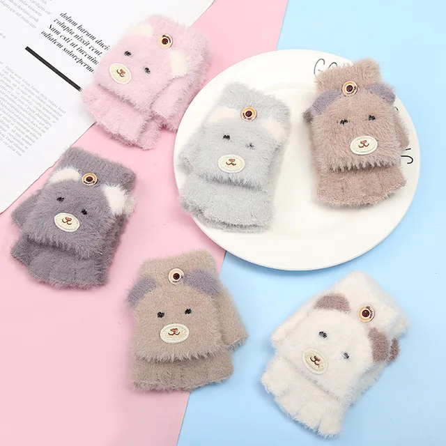 Cute Cartoon Cat Baby Gloves Winter Knitted Boys Girls Stretch Mittens Warm Kids Full Finger Gloves 5